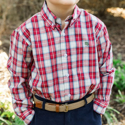 Roscoe Button Down Shirt: Cranberry Plaid