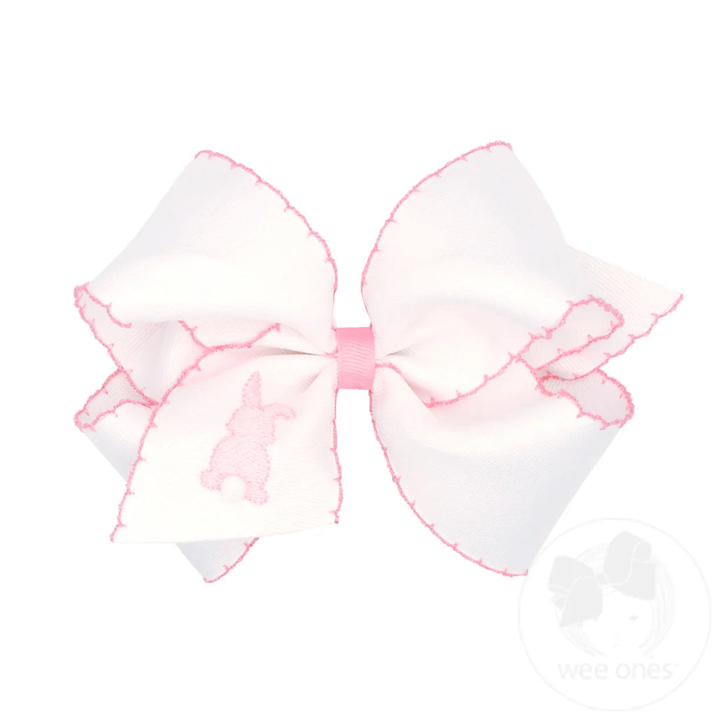 Moonstitch Grosgrain Hair Bow with Bunny Embroidery