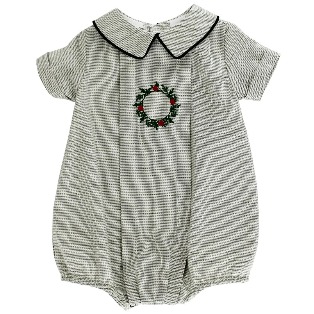 Laurel Wreath Embroidered Dressy Boy Bubble
