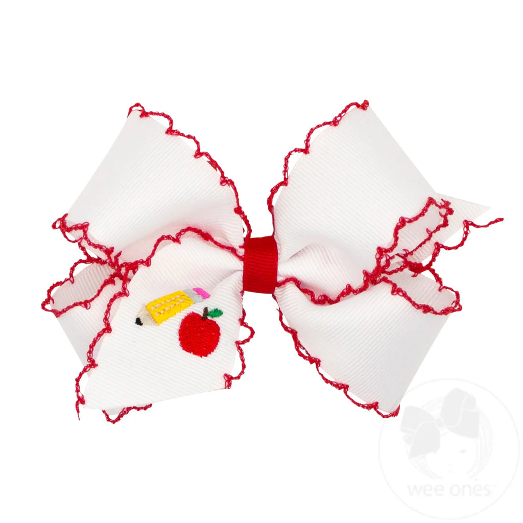 Medium Back to School Moonstitch Pencil Back to School Hair Bow