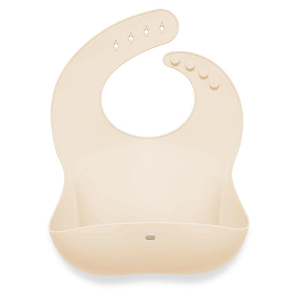 Silicone Roll Up &amp; Stay Closed Baby Bib - Sand