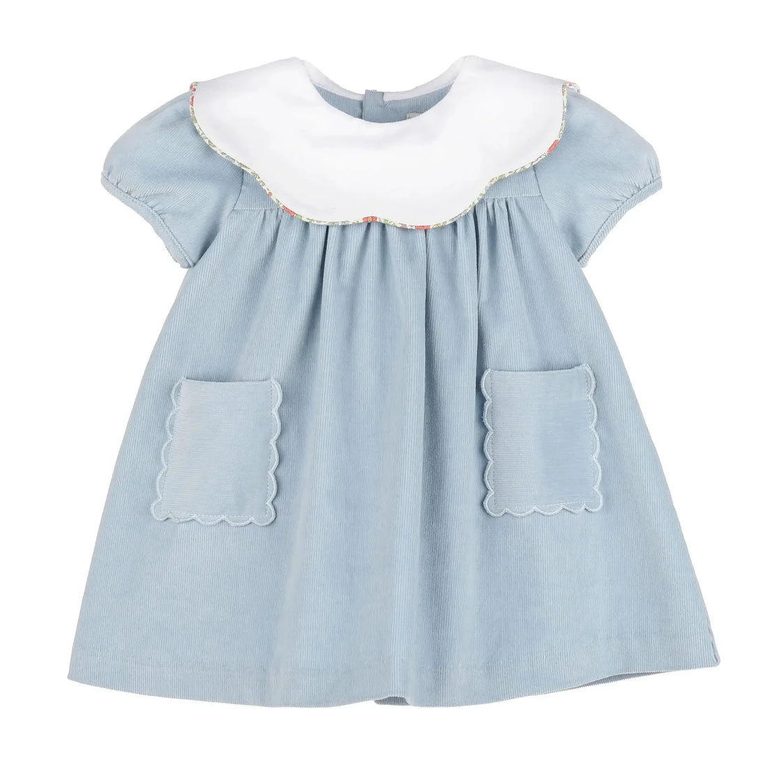 Vintage Cord Scallop Dress: Blue