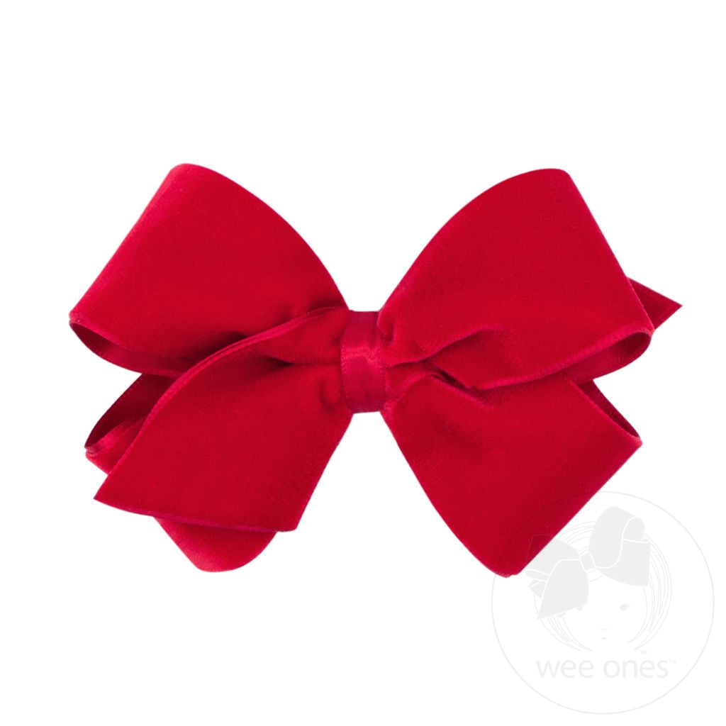Small Classic Velvet Bow: Red
