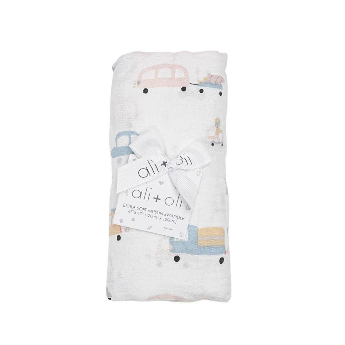 Muslin Swaddle Blanket: Automobile Print