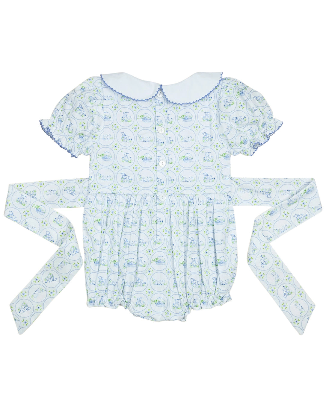 Easter Toile Smocked Baby Girl Bubble