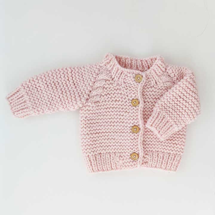 Garter Kint Cardigan Sweater: Blush Pink