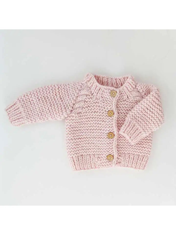 Garter Kint Cardigan Sweater: Blush Pink