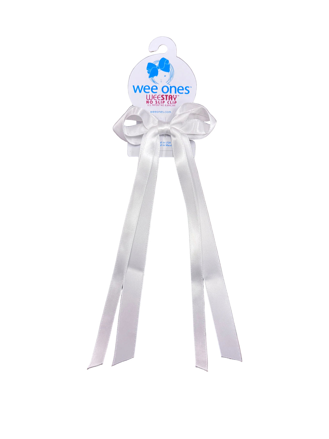 Mini Double Satin Streamer Bow: White
