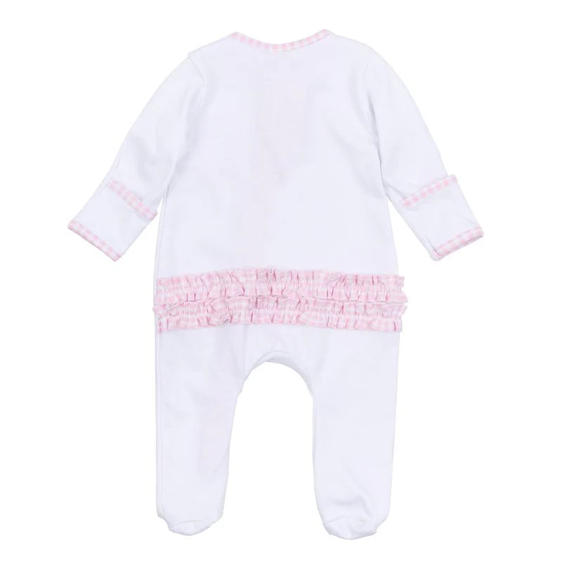 Boo Crew Applique Ruffle Footie: Light Pink