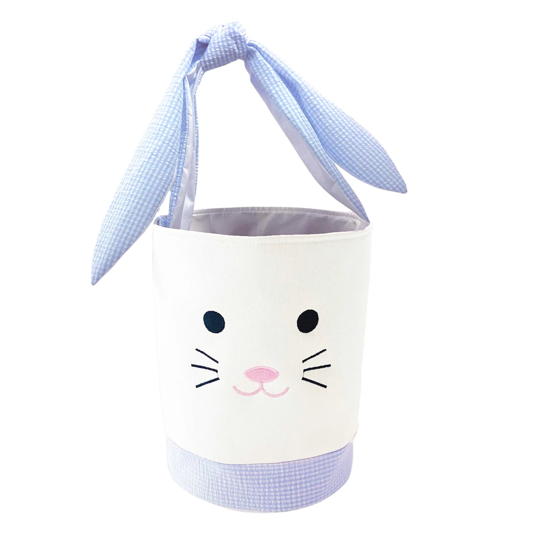 Canvas &amp; Seersucker Bunny Basket: Blue