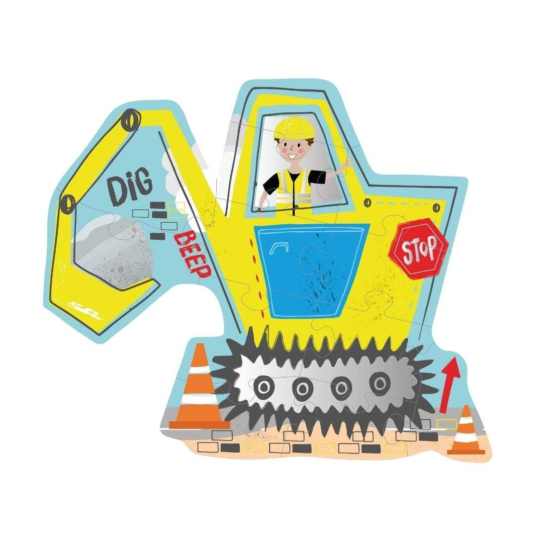 12pc Jigsaw with Shaped Box: Digger