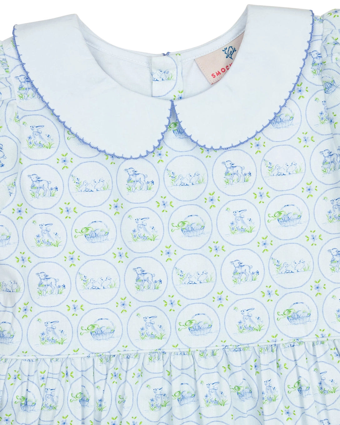 Easter Toile Smocked Baby Girl Bubble