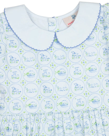 Easter Toile Smocked Baby Girl Bubble