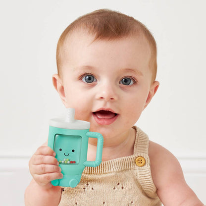 Bitzy Shake™ Silicone Teether with Rattle: Goose
