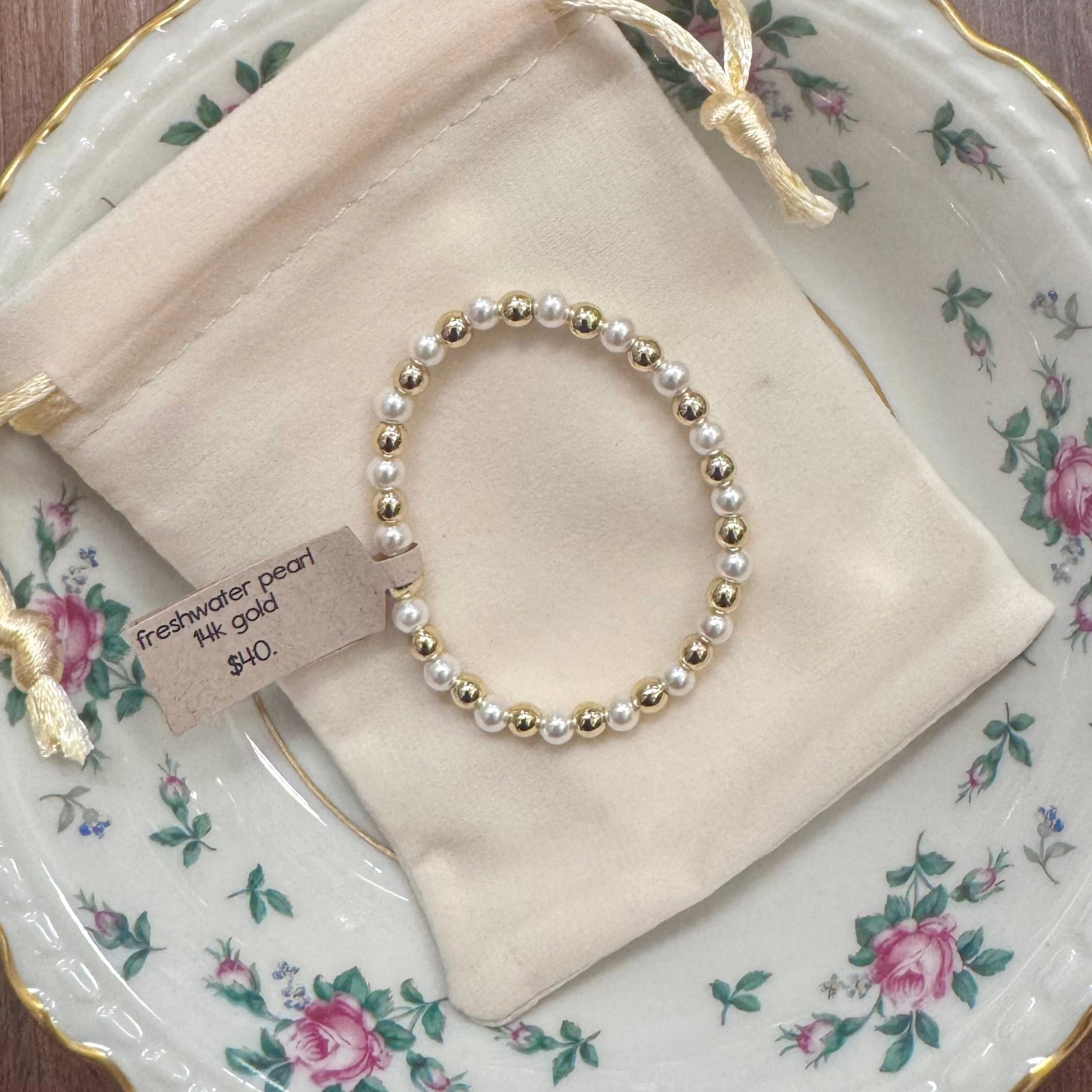 14K Gold Plated &amp; Freshwater Pearl Baby Bracelet