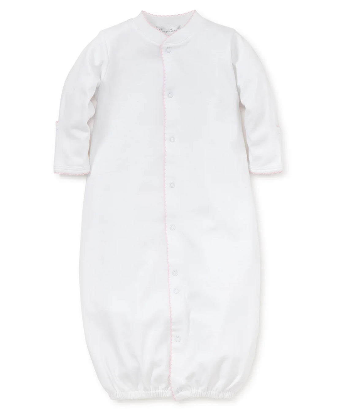 Basics Pima Cotton Converter Gown: White with Light Pink Trim