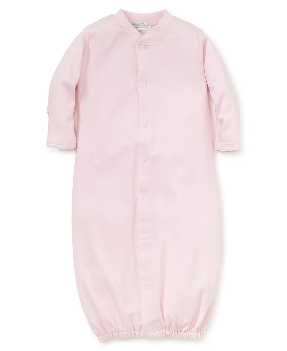 Basics Pima Cotton Converter Gown: Light Pink with White Trim