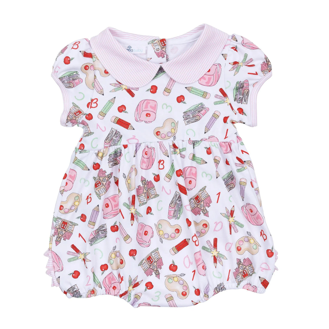 School Day Sweetness Collared Short Sleeve Bubble: Pink
