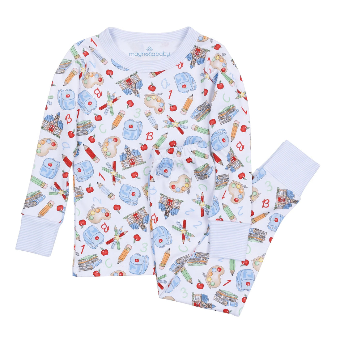 School Day Sweetness Long Pajamas: Light Blue