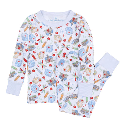 School Day Sweetness Long Pajamas: Light Blue