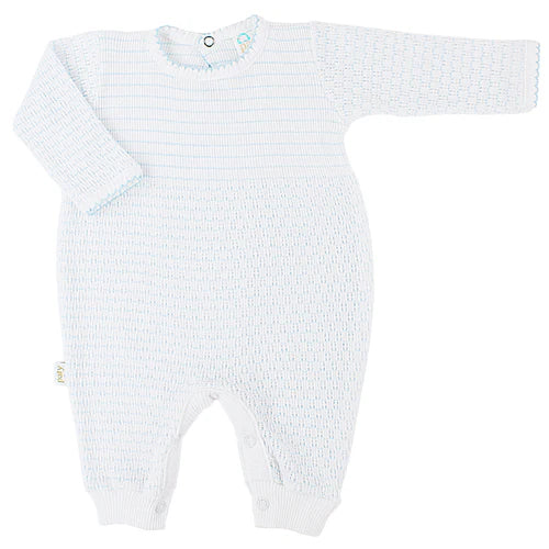 Paty SS Pinstripe Romper: Blue Stripe