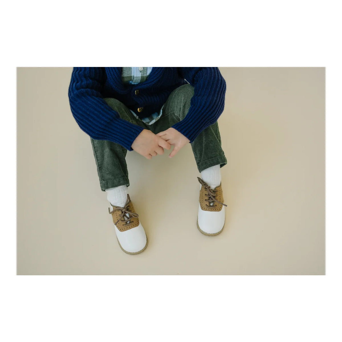 Luke Two Tone Leather Saddle Shoe: Khaki
