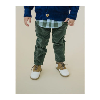 Luke Two Tone Leather Saddle Shoe: Khaki