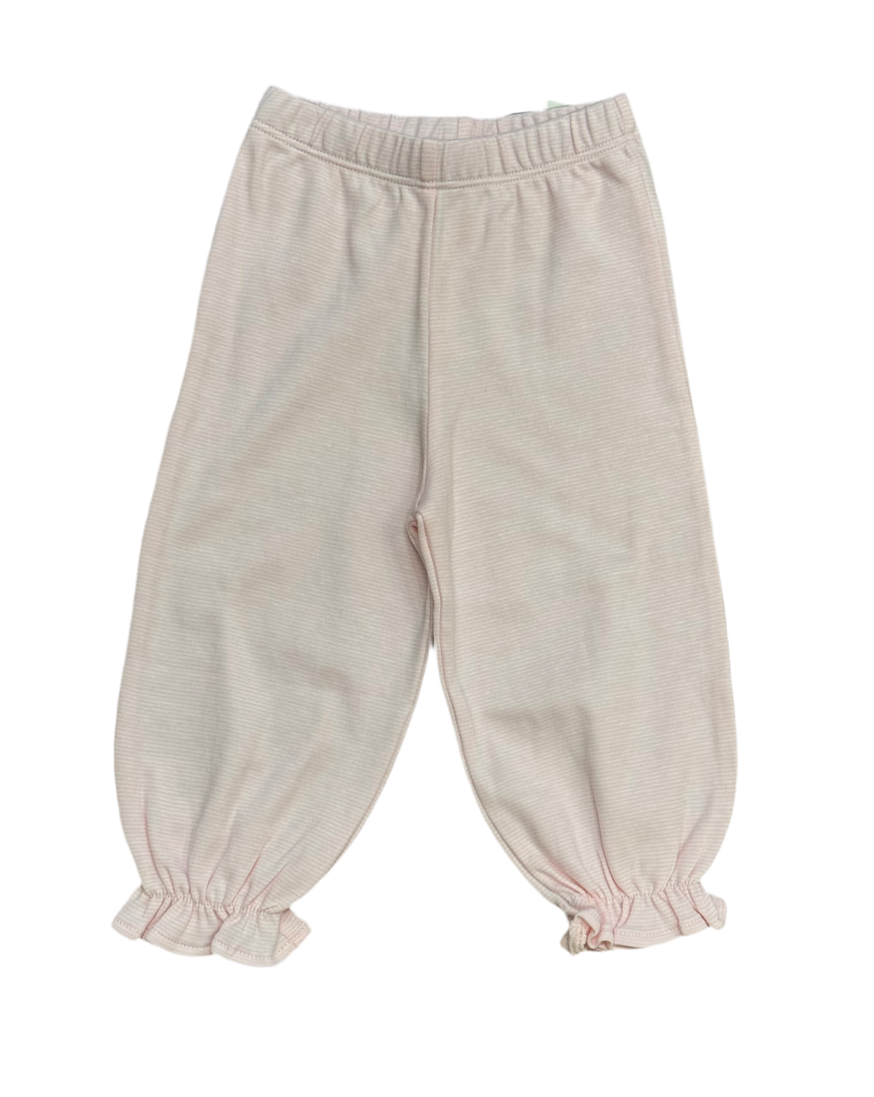 Luigi Girls Bloomer Pants with Ruffle Bottom: Light PInk/White Stripe