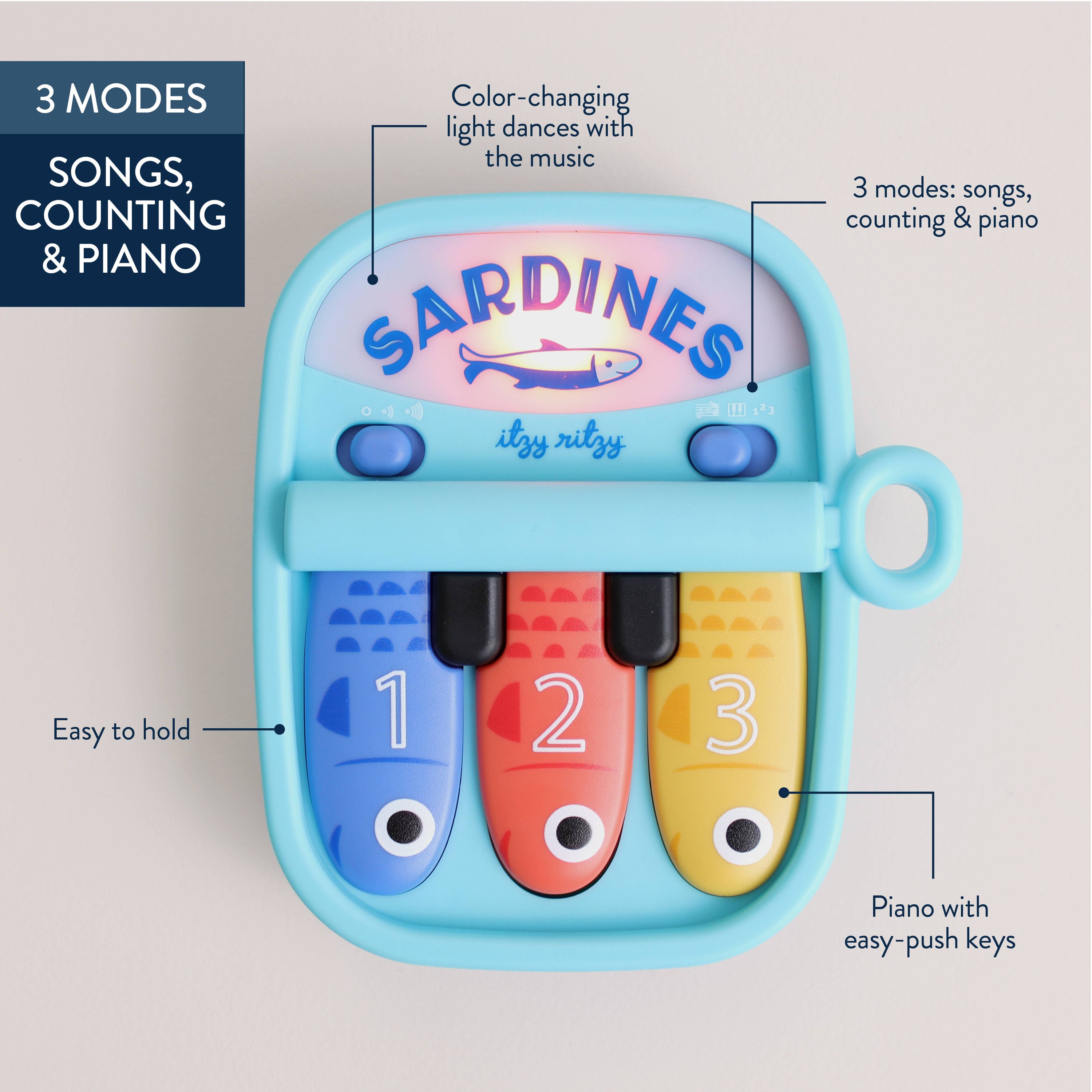 Bitzy Tunes™ Sardines Light-up Interactive Piano Toy