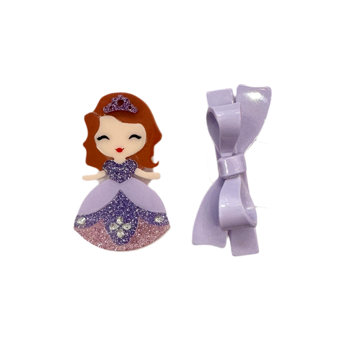 Cute Doll Orchid Dress with Bow Hair Clips