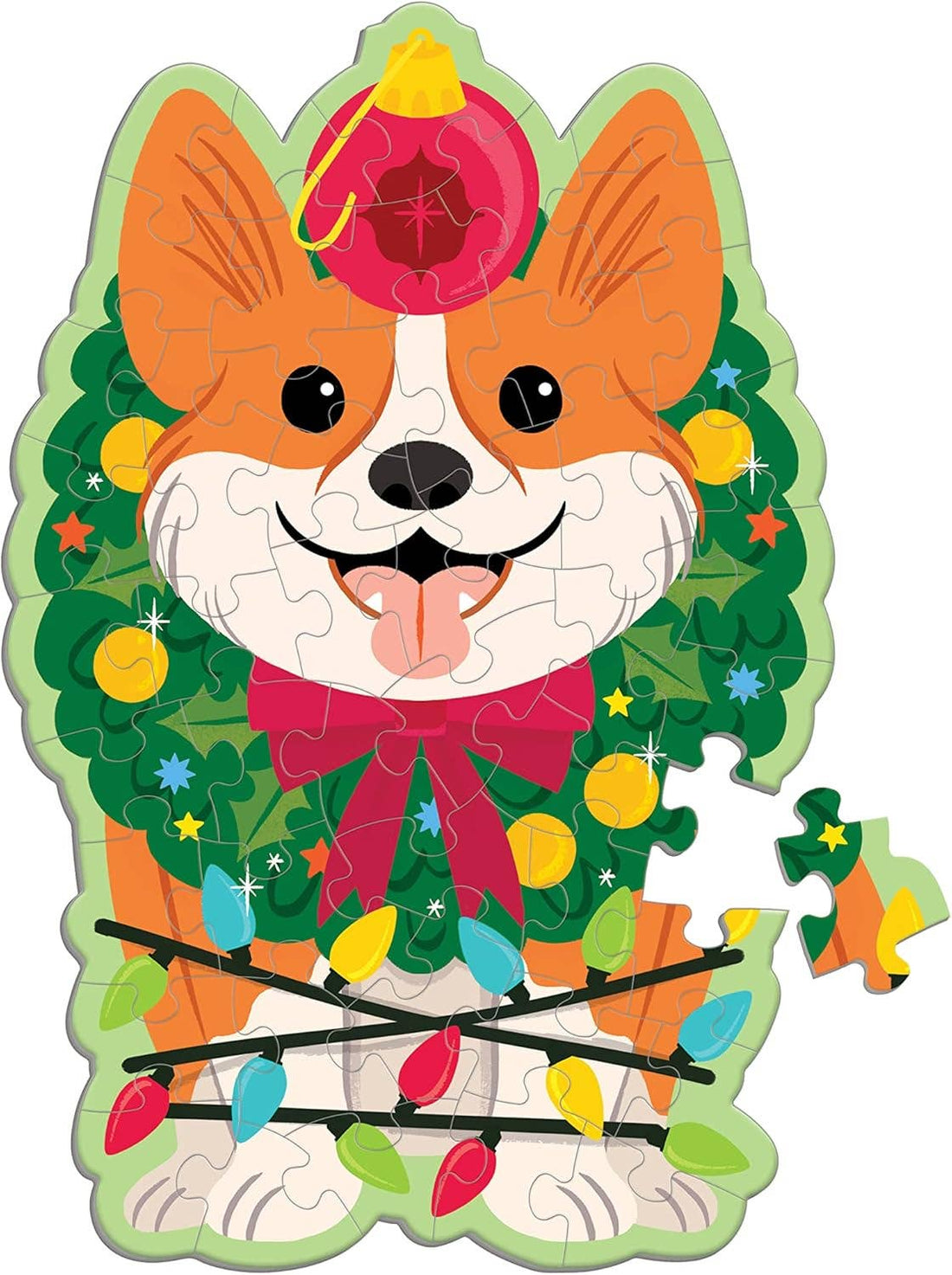 Christmas Corgi 48 Piece Scratch and Sniff Shaped Mini Puzzle