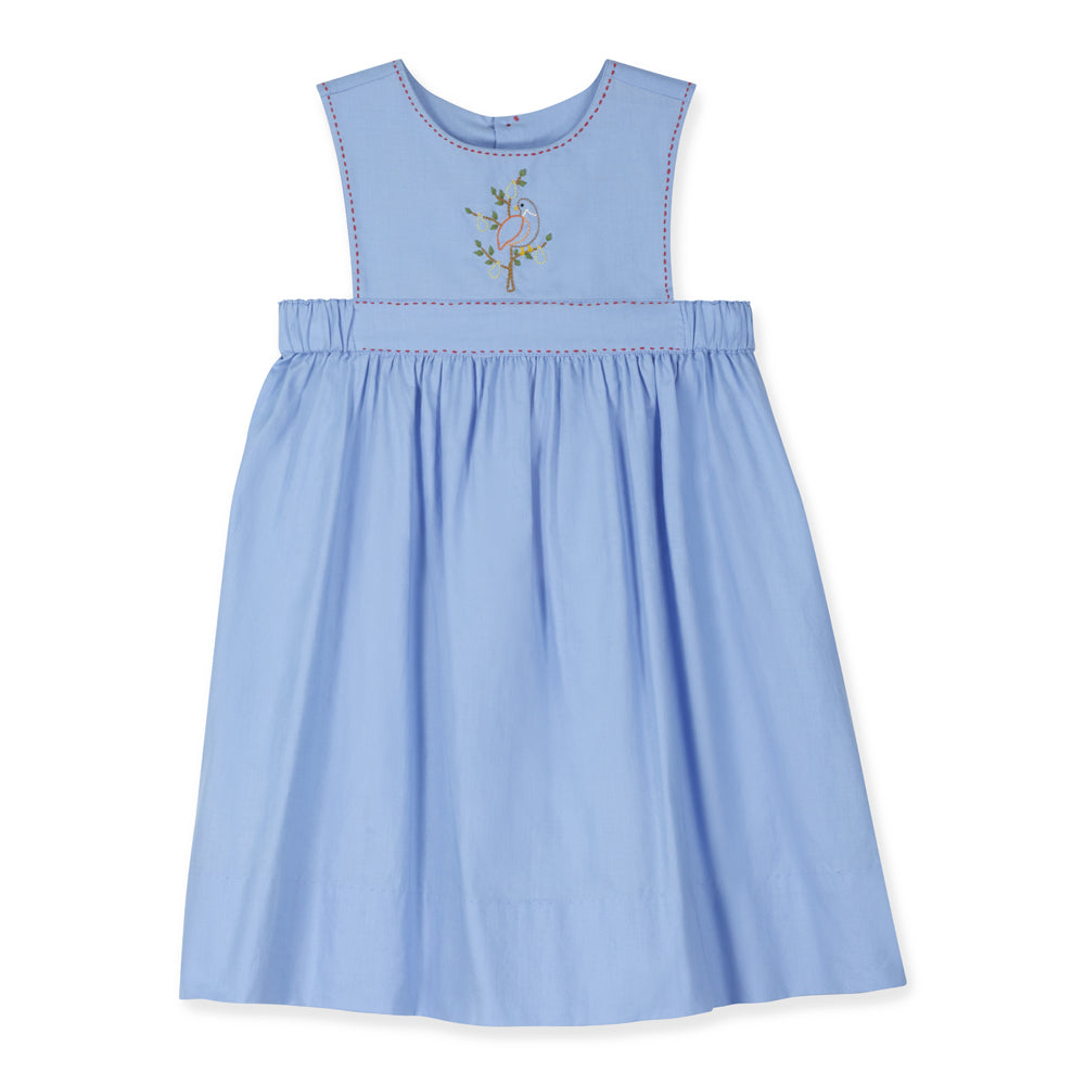 Clara Dress: Liberty Blue with Partridge