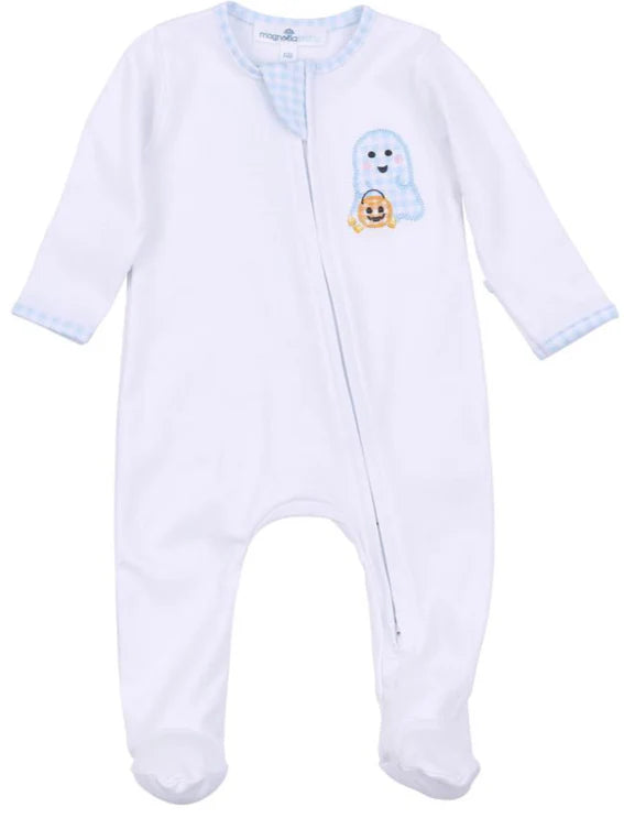 Boo Crew Applique Footie: Light Blue