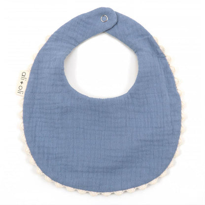 Ali+Oli - Muslin Cotton Reversable Baby Bib: Blue/Flowers