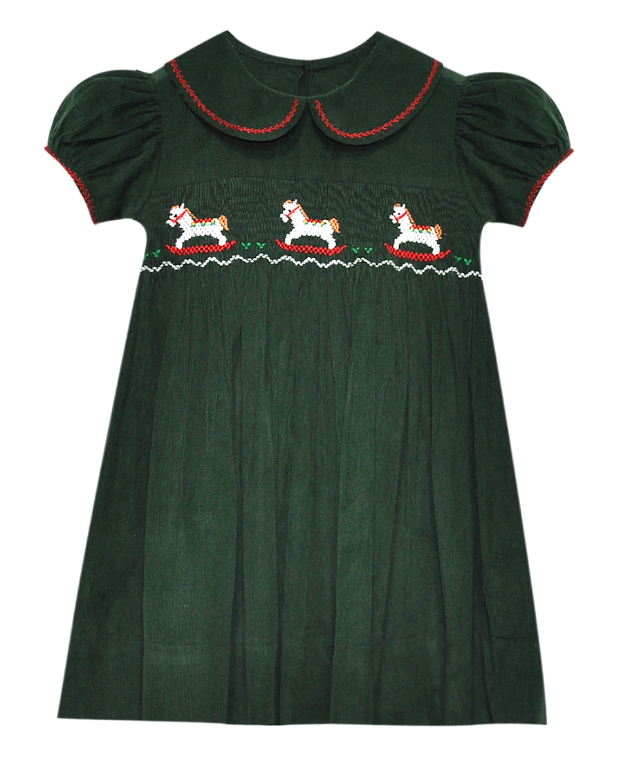 Christmas Green Juliette Dress: Rocking Horse