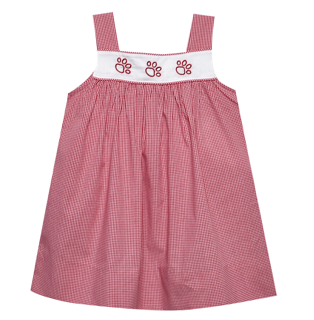 Bulldog Paw Prints Red/Black Dress