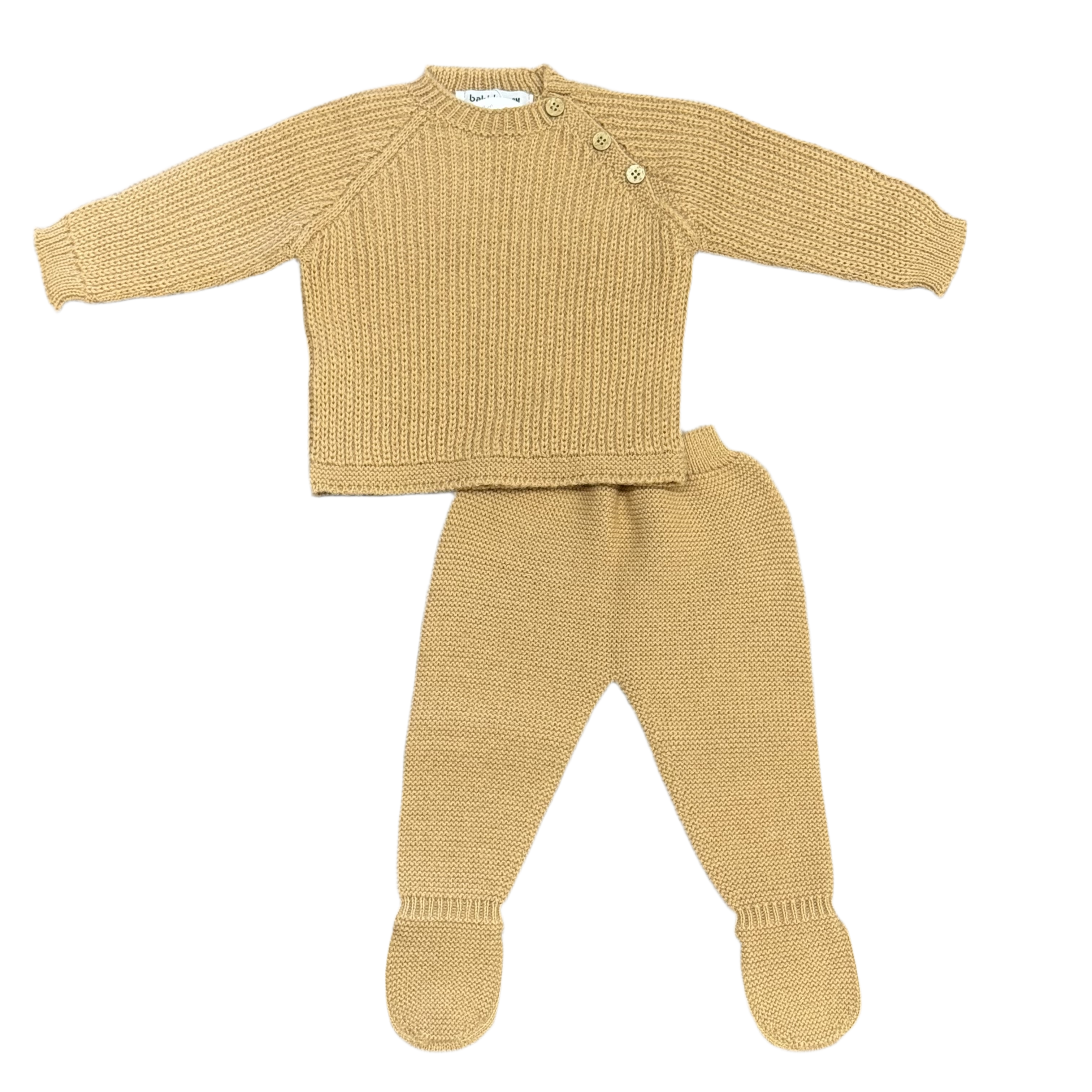 Acrylic Knitted 2-Piece Set: Almond