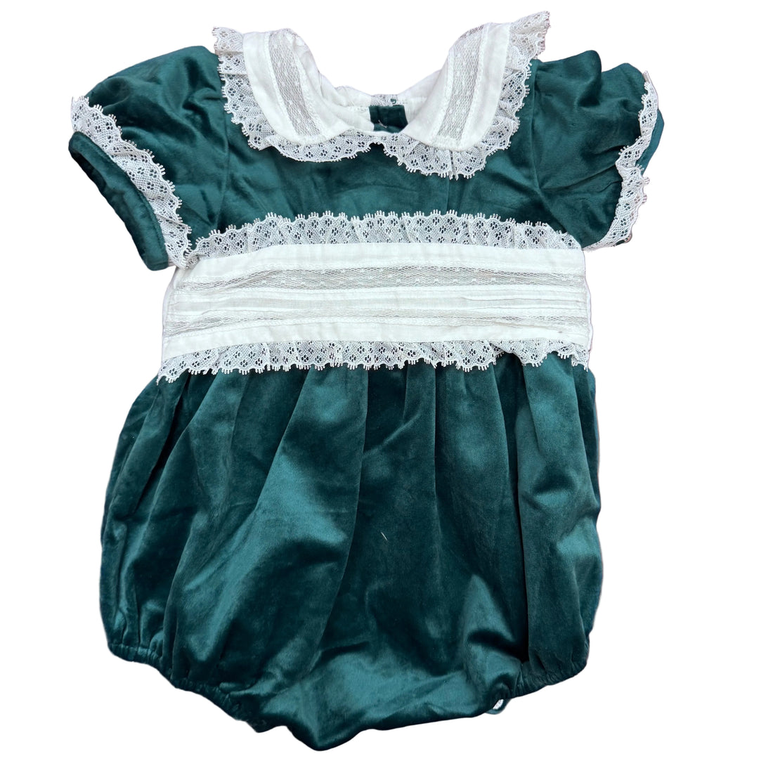 Green Velvet Sash Waist Bubble