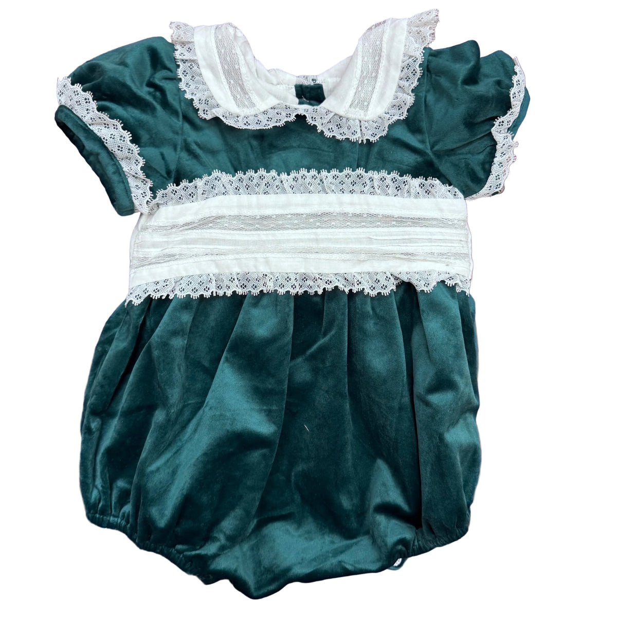 Green Velvet Sash Waist Bubble