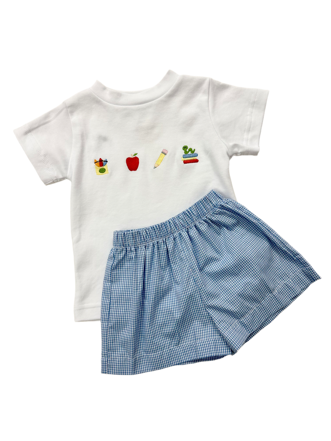 Boys Royal Blue Gingham Back to School Shorts Set