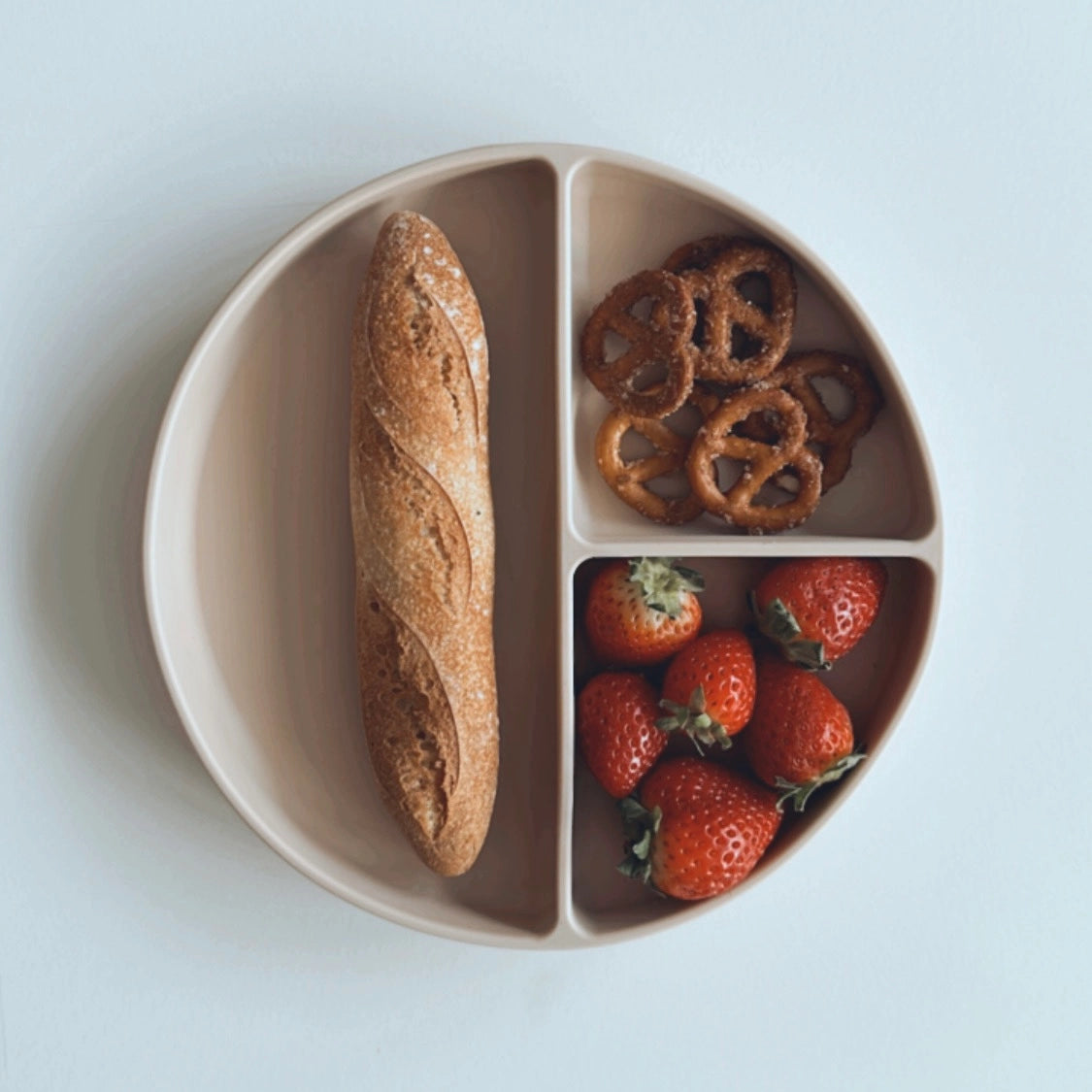 Baby Plate with Suction and Divided Portions - Oatmeal