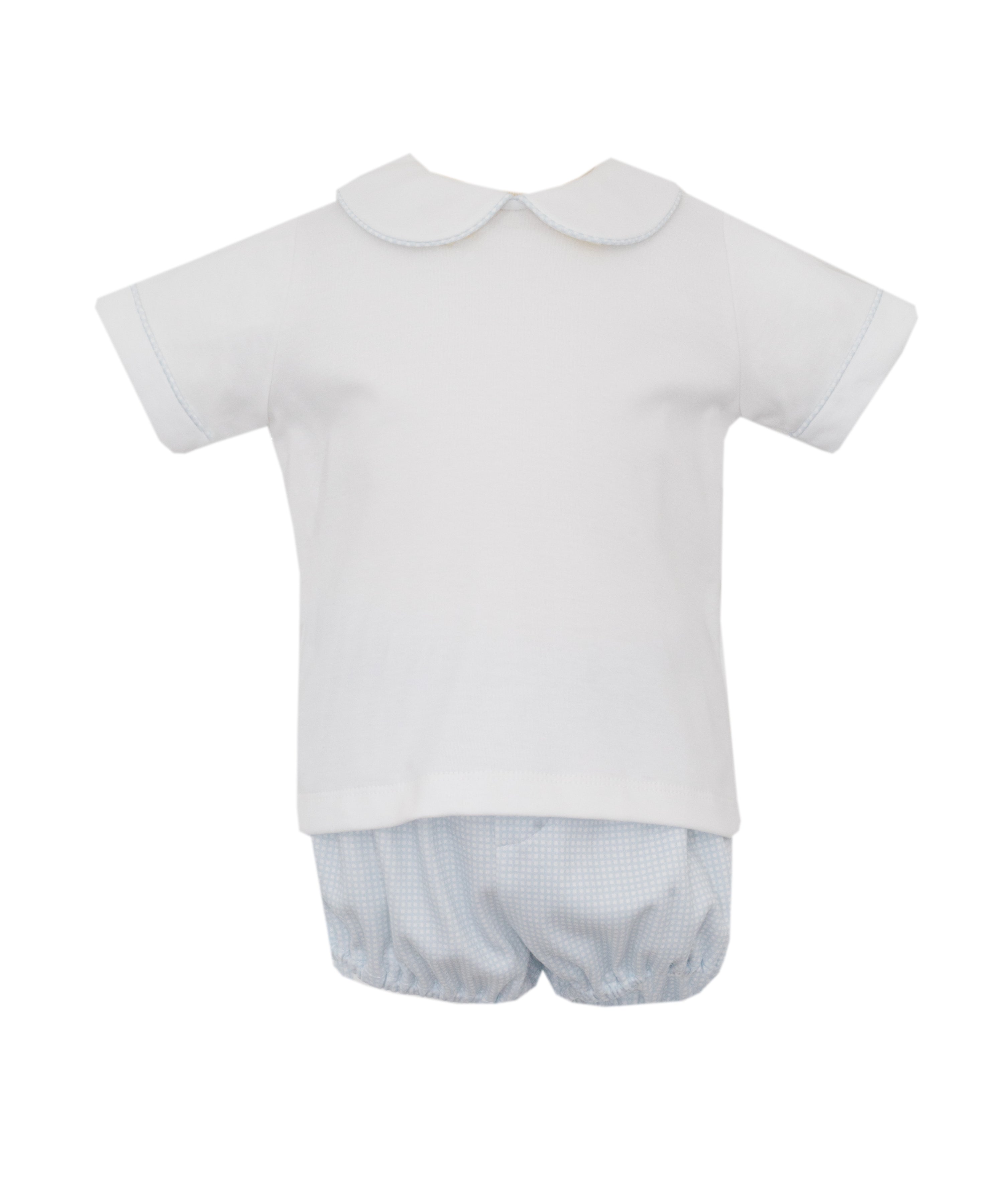 Blue Gingham Boys Diaper Set