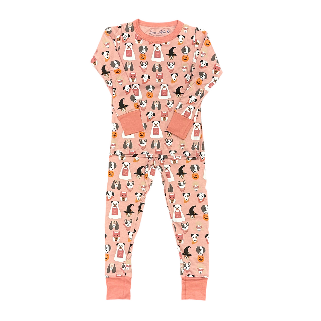 Halloween Hounds Long Pajamas: Dusty Rose
