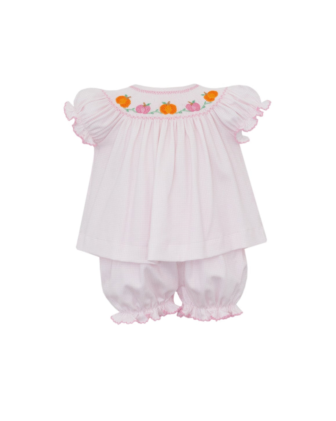Pink Pumpkin Smocked Bishop Bloomer Set