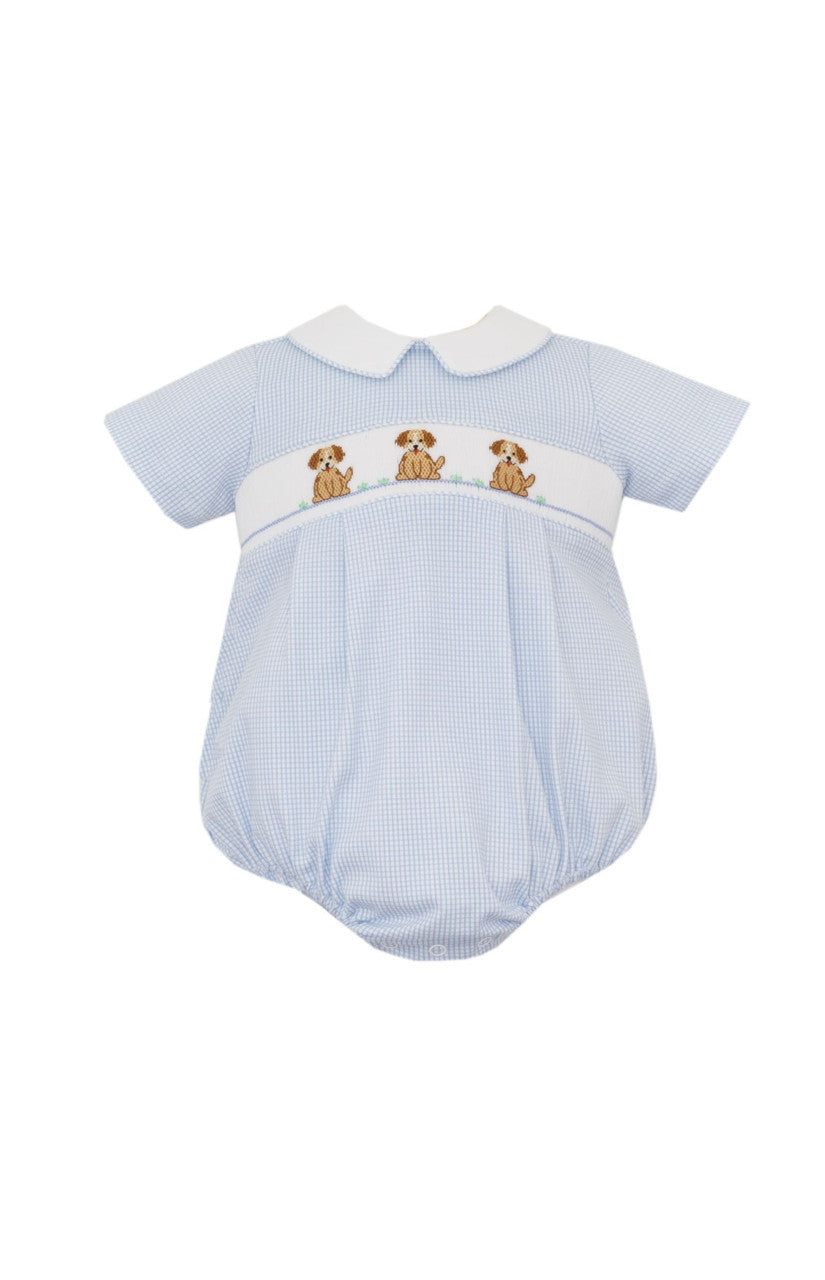 Puppies Smocked Knit Boy Bubble