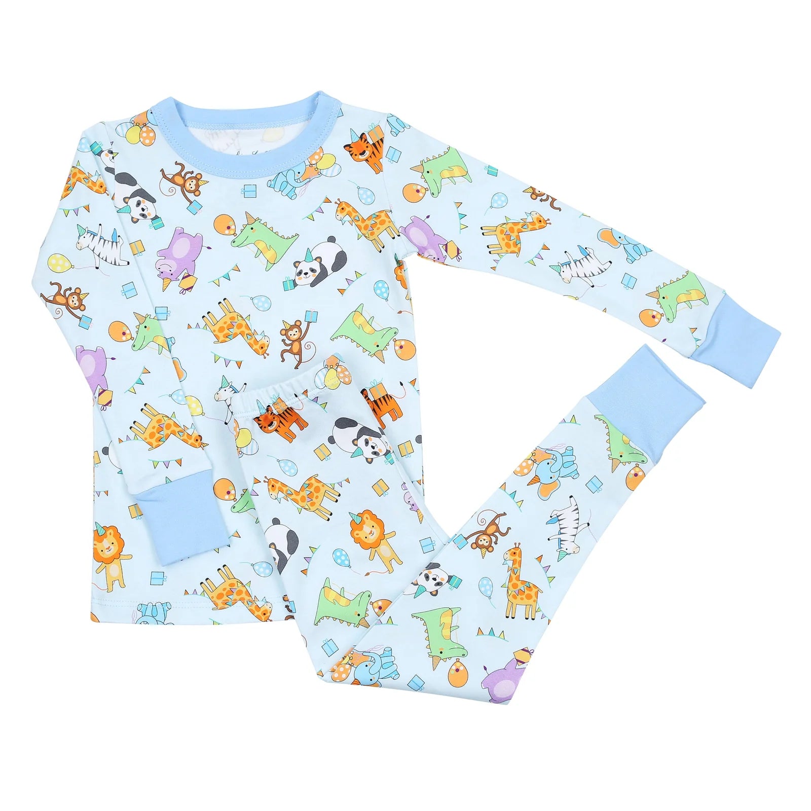 Cake, Presents, Party Boys Long Pajamas (2-Piece) - Light Blue