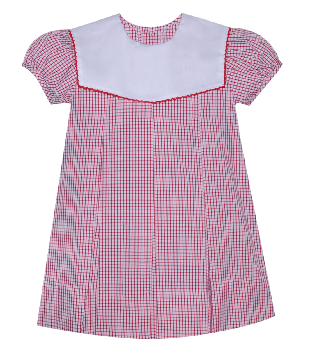 Red Reese Dress with Red Picot Collar