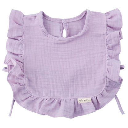 Muslin Cotton Ruffle Baby Bib - Soft Lilac