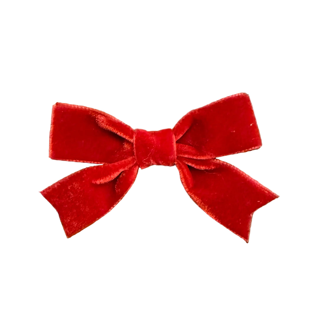 Mini Velvet Two-Loop Bow with Fancy Cut Tail: Cardinal