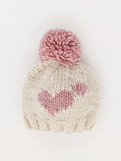 Sweetheart Knit Beanie Hat - Rosy